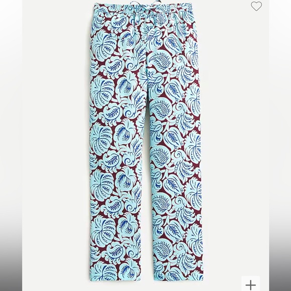 J. Crew Pants - J. Crew Women’s Pull-On Silk Pant Aqua Paisley Size 14